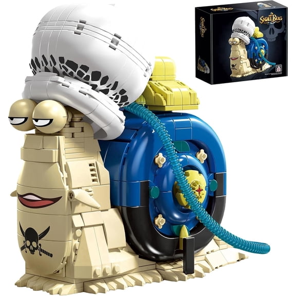 Aasimar Anime Snail Phone Bug Building Kit 701 PCS Pirate Transponder Snail Model with Spotted Hat & Blue Shell Creative Cartoon Animal Figure Construction Toy