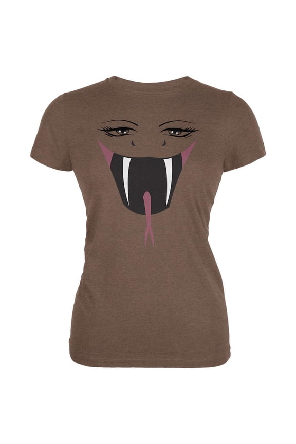 Anime Snake Face Hebi Heather Brown Juniors Soft T-Shirt - Large