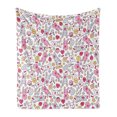 thumbnail image 1 of Anime Soft Flannel Fleece Throw Blanket, Japanese Cartoon Pattern Nursery Happy Bunnies Cupcakes Hearts Flowers Composition, Cozy Plush for Indoor and Outdoor Use, 70" x 90", Multicolor, by Ambesonne, 1 of 5