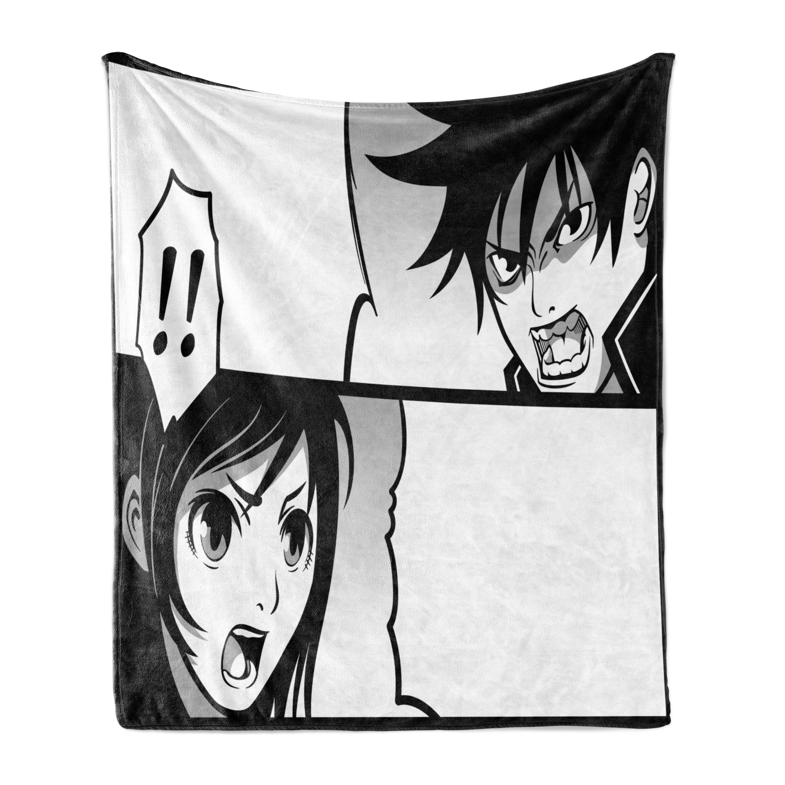 Anime Soft Flannel Fleece Throw Blanket, Japanese Comics Strip Boy and