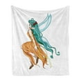 thumbnail image 1 of Anime Soft Flannel Fleece Throw Blanket, Pixie Girl Caricature with a Long Green Hair and Wings Fantasy Elf, Cozy Plush for Indoor and Outdoor Use, 70" x 90", Sea Green Ginger, by Ambesonne, 1 of 5