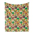 thumbnail image 1 of Anime Soft Flannel Fleece Throw Blanket, Various Vegetables and Fruits with Kawaii Faces Healthy Food as Characters, Cozy Plush for Indoor and Outdoor Use, 50" x 60", Multicolor, by Ambesonne, 1 of 5