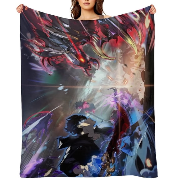 Anime Solo Leveling Flannel Blanket, Ultra Soft Warm Throw Lightweight Microfleece Blanket for Home Sofa Bed,There Are Five Sizes to Choose from 30x40,32x48,50x40,60x50,80x60inch