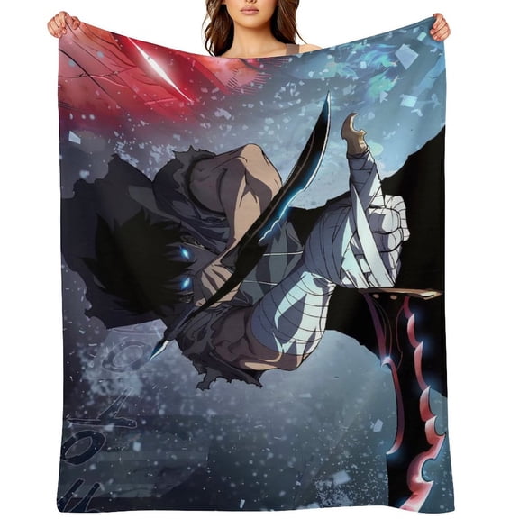 Anime Solo Leveling Flannel Blanket, Ultra Soft Warm Throw Lightweight Microfleece Blanket for Home Sofa Bed,There Are Five Sizes to Choose from 30x40,32x48,50x40,60x50,80x60inch