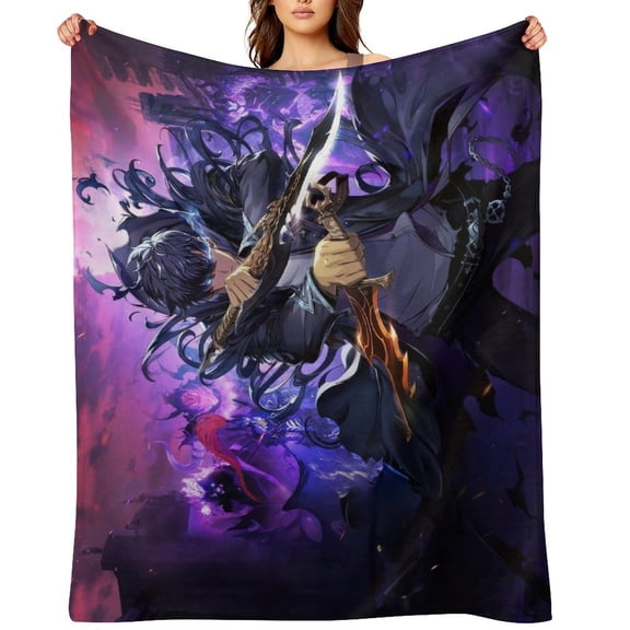Anime Solo Leveling Flannel Blanket, Ultra Soft Warm Throw Lightweight Microfleece Blanket for Home Sofa Bed,There Are Five Sizes to Choose from 30x40,32x48,50x40,60x50,80x60inch