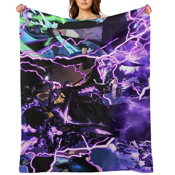 Anime Solo Leveling Flannel Blanket, Ultra Soft Warm Throw Lightweight Microfleece Blanket for Home Sofa Bed,There Are Five Sizes to Choose from 30x40,32x48,50x40,60x50,80x60inch