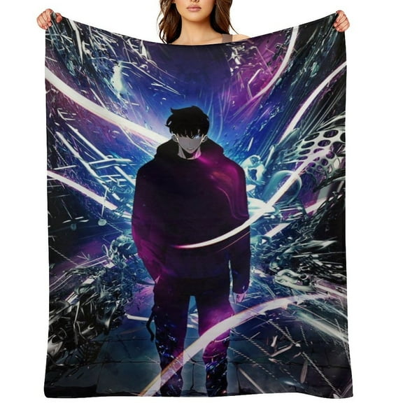 Anime Solo Leveling Flannel Blanket, Ultra Soft Warm Throw Lightweight Microfleece Blanket for Home Sofa Bed,There Are Five Sizes to Choose from 30x40,32x48,50x40,60x50,80x60inch