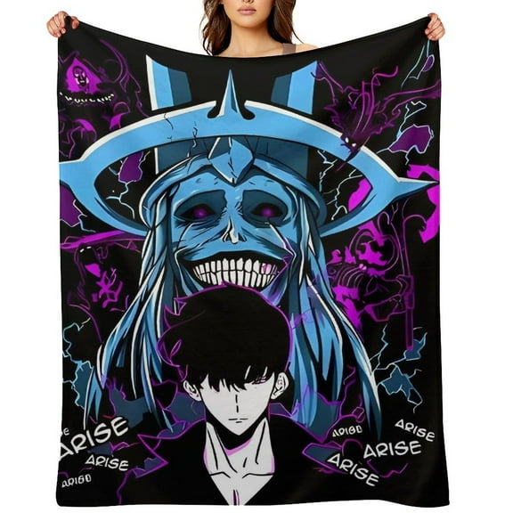 Anime Solo Leveling Flannel Blanket, Ultra Soft Warm Throw Lightweight Microfleece Blanket for Home Sofa Bed,There Are Five Sizes to Choose from 30x40,32x48,50x40,60x50,80x60inch