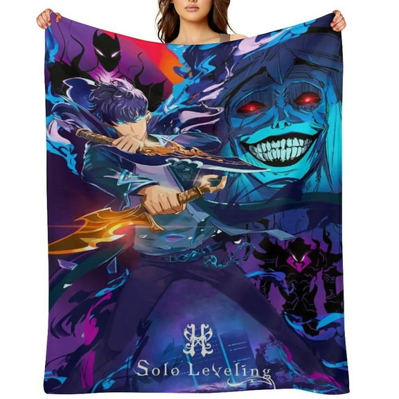Anime Solo Leveling Flannel Blanket, Ultra Soft Warm Throw Lightweight Microfleece Blanket for Home Sofa Bed,There Are Five Sizes to Choose from 30x40,32x48,50x40,60x50,80x60inch