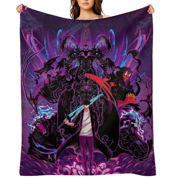Anime Solo Leveling Flannel Blanket, Ultra Soft Warm Throw Lightweight Microfleece Blanket for Home Sofa Bed,There Are Five Sizes to Choose from 30x40,32x48,50x40,60x50,80x60inch