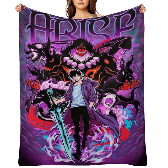 Anime Solo Leveling Flannel Blanket, Ultra Soft Warm Throw Lightweight Microfleece Blanket for Home Sofa Bed,There Are Five Sizes to Choose from 30x40,32x48,50x40,60x50,80x60inch