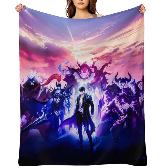Anime Solo Leveling Flannel Blanket, Ultra Soft Warm Throw Lightweight Microfleece Blanket for Home Sofa Bed,There Are Five Sizes to Choose from 30x40,32x48,50x40,60x50,80x60inch