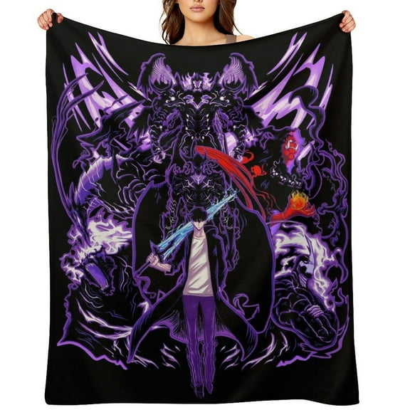 Anime Solo Leveling Flannel Blanket, Ultra Soft Warm Throw Lightweight Microfleece Blanket for Home Sofa Bed,There Are Five Sizes to Choose from 30x40,32x48,50x40,60x50,80x60inch
