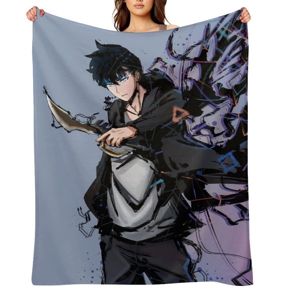 Anime Solo Leveling Flannel Blanket, Ultra Soft Warm Throw Lightweight Microfleece Blanket for Home Sofa Bed,There Are Five Sizes to Choose from 30x40,32x48,50x40,60x50,80x60inch