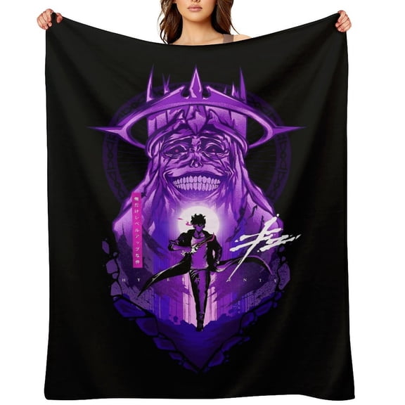 Anime Solo Leveling Flannel Blanket, Ultra Soft Warm Throw Lightweight Microfleece Blanket for Home Sofa Bed,There Are Five Sizes to Choose from 30x40,32x48,50x40,60x50,80x60inch