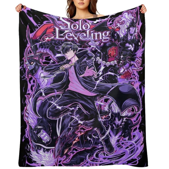 Anime Solo Leveling Flannel Blanket, Ultra Soft Warm Throw Lightweight Microfleece Blanket for Home Sofa Bed,There Are Five Sizes to Choose from 30x40,32x48,50x40,60x50,80x60inch