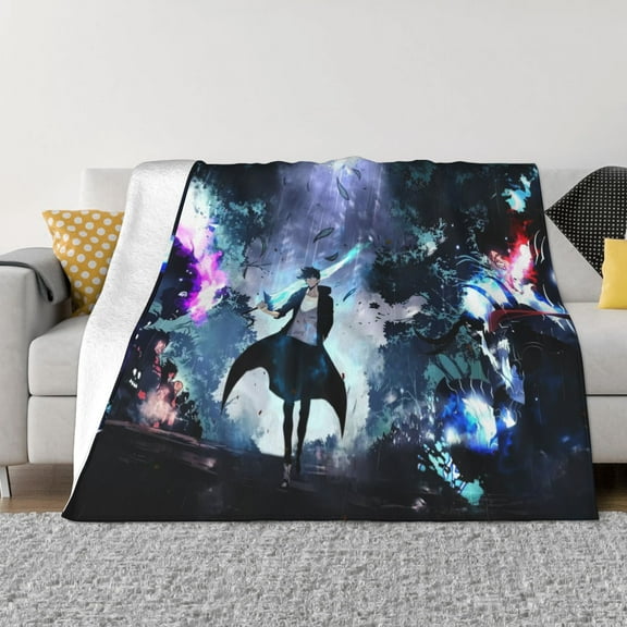 Anime Solo Leveling Throw Blanket Super Soft Blankets Decor Flannel Blankets for Bed Sofa Cozy, Fuzzy and Lightweight