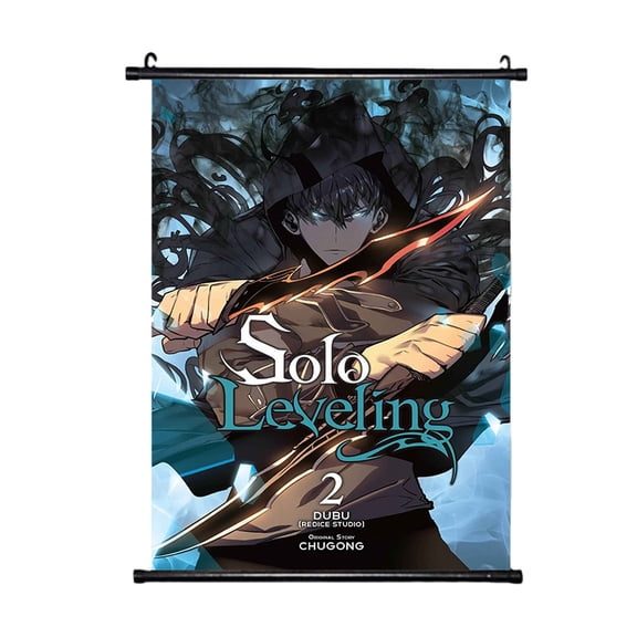 Anime Solo Leveling Wall Scroll, Posters Collection, Decorative Art Print with Hanging Accessories, 23.6" L x 15.7" W