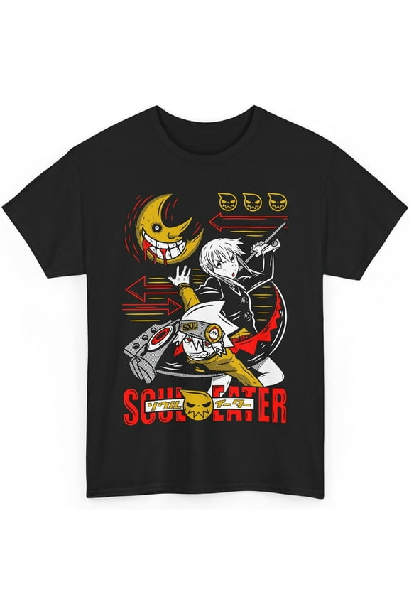 Anime Soul Eater Shirt Men's Custom Breathable Cotton Short-Sleeved Tshirt Fashion Crew Neck Tees Tops Black