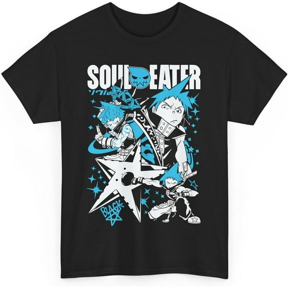 Anime Soul Eater T-Shirt, Maka Albarn, Death The Kid, Black Star, Short Sleeve Unisex Tee