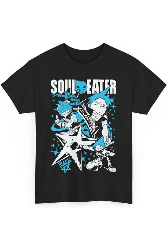 Anime Soul Eater T-Shirt, Maka Albarn, Death The Kid, Black Star, Short Sleeve Unisex Tee