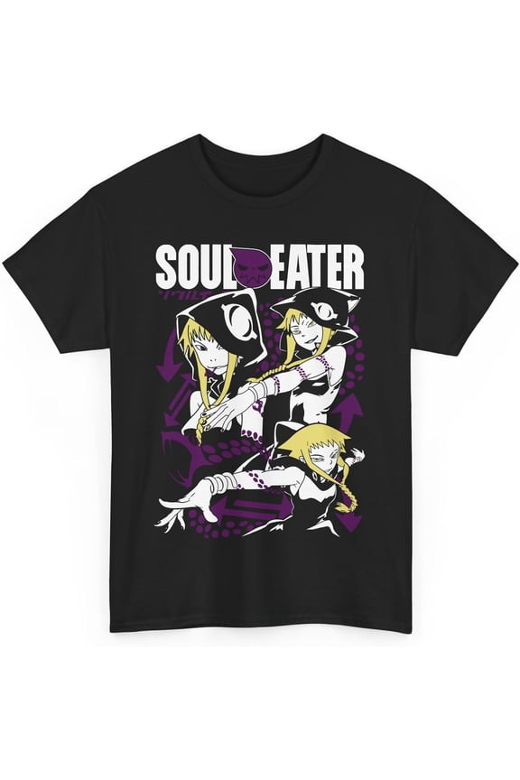 Anime Soul Eater T-Shirt, Medusa, Maka Albarn, Death The Kid, Black Star, Short Sleeved T Shirt Unisex Tee