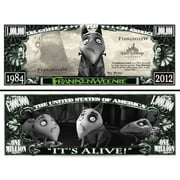 Anime Source Frankenweenie Supernatural Horror Cartoon Commemorative Novelty Million Bill with Semi Rigid Bill Protector