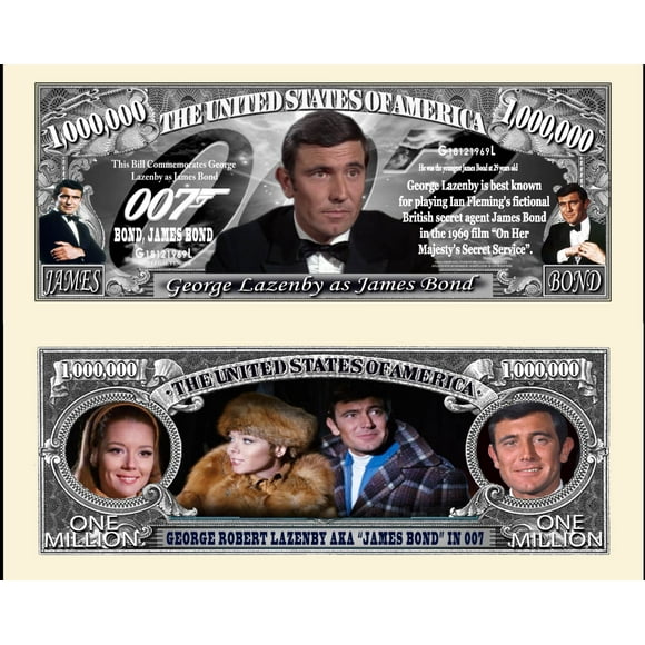 Anime Source George Lazenby Actor 007 James Bond Commemorative Novelty Million Bill with Semi Rigid Protector