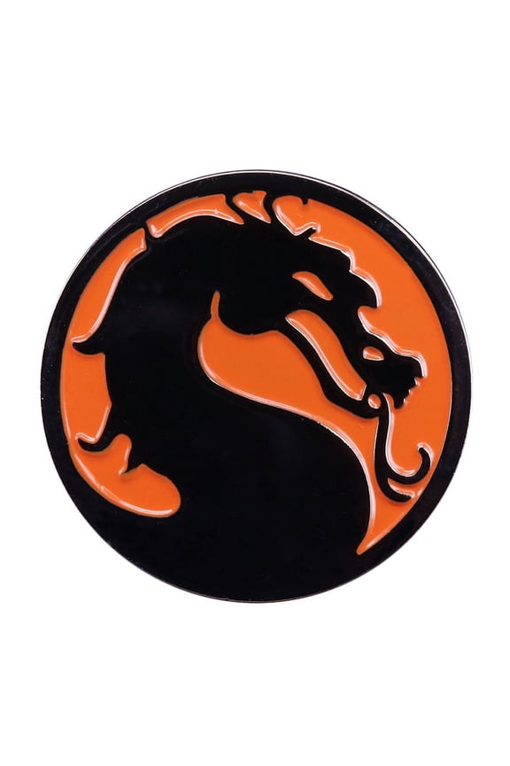 Mortal Kombat Dragon Emblem Orange Round Pin Lapel Brooch Jewelry
