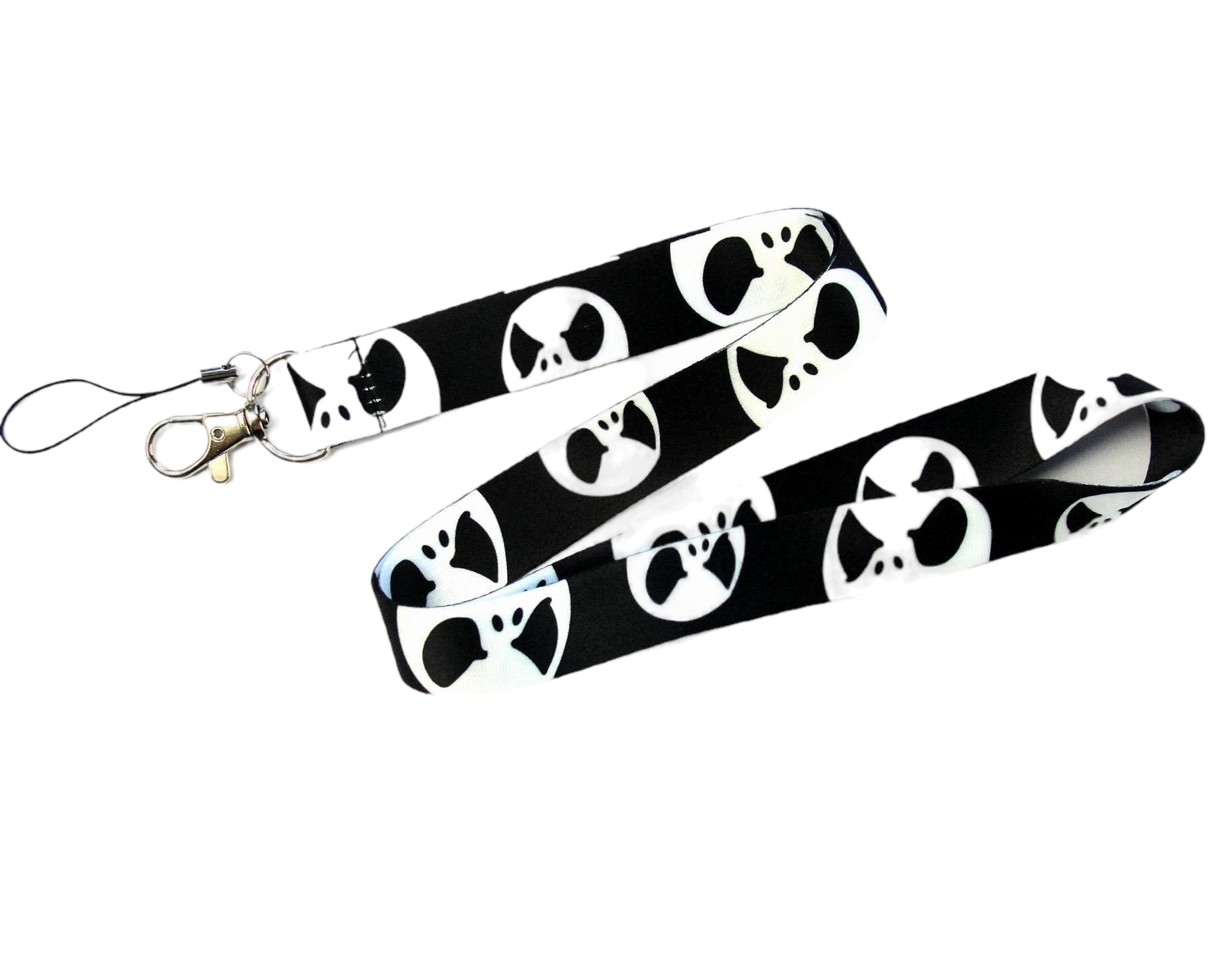 Anime Source Nightmare Before Christmas Jack Skellington Skeleton Face Black Lanyard Keychain ID Badge Holder