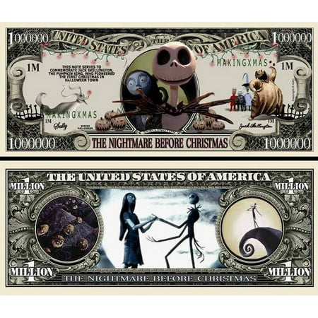 Anime Source Nightmare Before Christmas Movie Commemorative Novelty Million Bill With Semi Rigid Protector