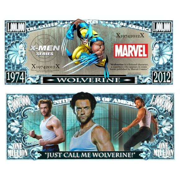 Anime Source Wolverine Comic Book Character Commemorative Novelty Million Bill with Semi Rigid Protector