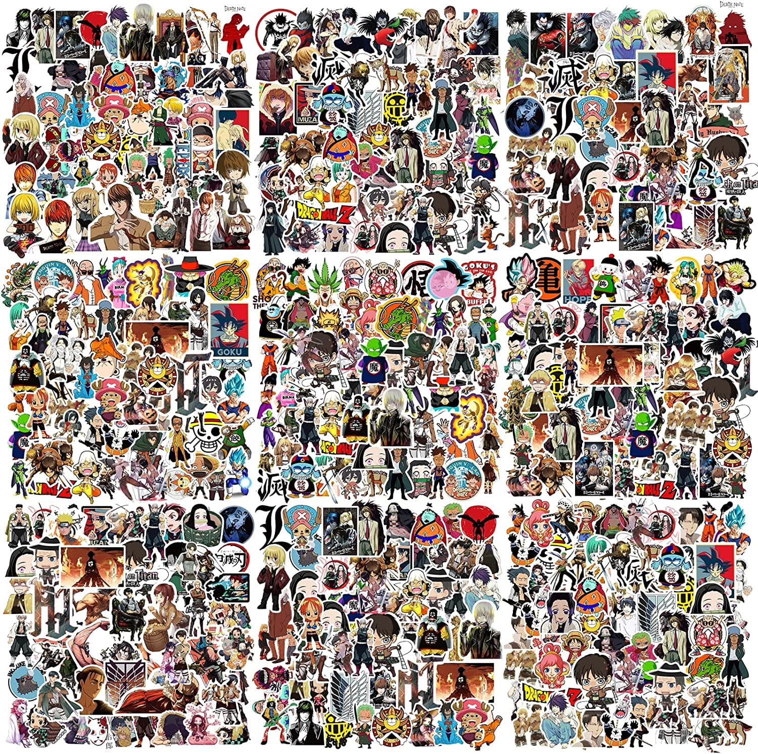 JHXSM Anime Stickers Mixed Pack, 300Pcs Vinyl Waterproof Decals for ...