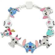 Anime Stitch Charm Bracelet Jewelry - Ohana Means Family Anime Cartoon Charm Bracelet Gifts for Women Girl