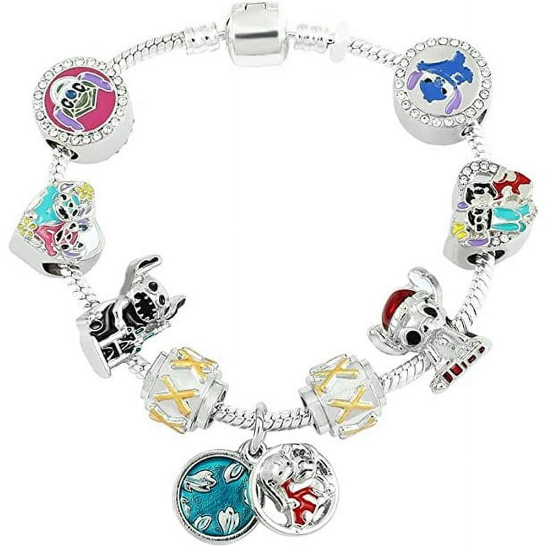 Anime Stitch Charm Bracelet Jewelry - Ohana Means Family Anime Cartoon  Charm Bracelet Gifts for Women Girl