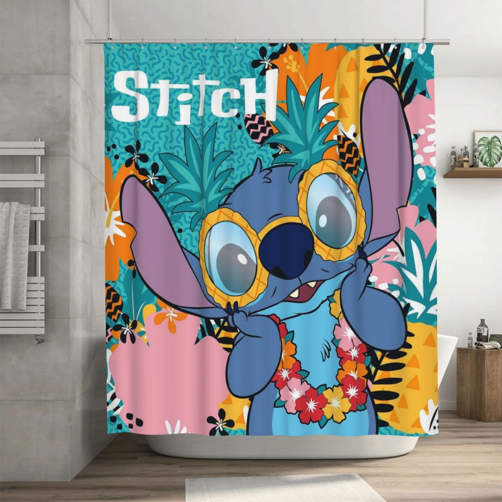 Anime Stitch Shower Curtain 72x72in Bathroom Decor Polyester Waterproof ...