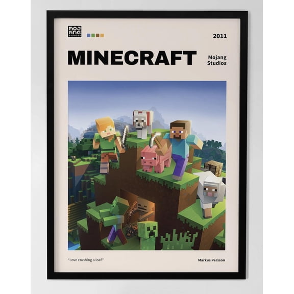 Anime Style Gamer Room Decor – Minecraft Wall Art Poster 12x18 UNFRAMED