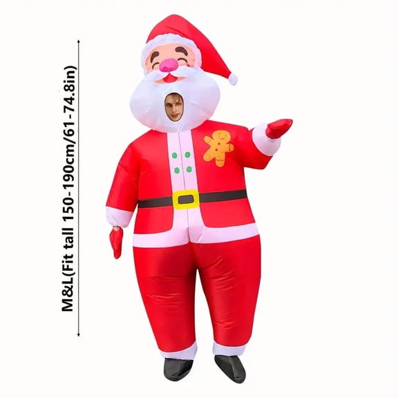 Anime Style Inflatable Santa Claus Costume Cosplay Suit Christmas Halloween Party Inflatable Dress Up Adult Size,Height 59"74.8",Santa
