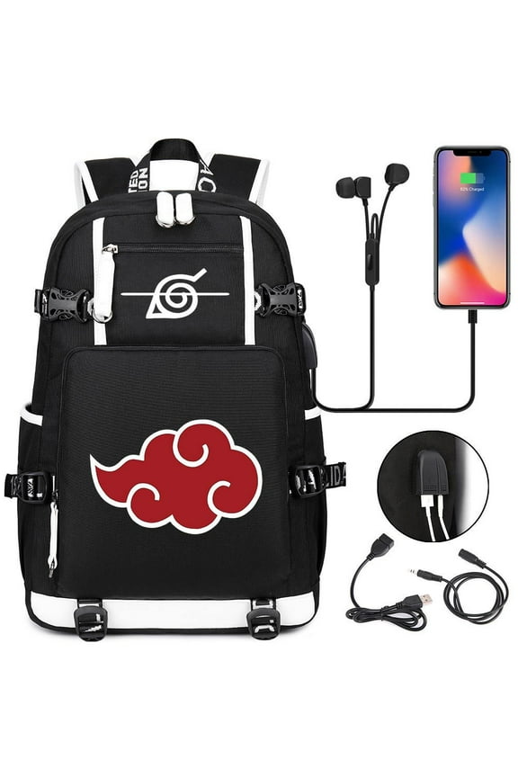 Anime Style Laptop Backpack for Teens and Daily Travel, USB Charging, Water-Resistant, 15 Inch Capacity, Unisex Streetwear Bookbag