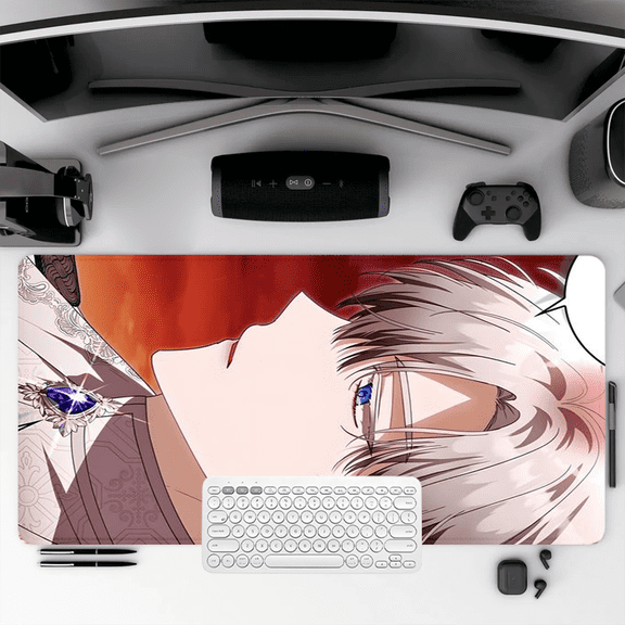 Anime Style Mouse Pad 35.4 x 15.8 Inches Rubber Desk Mat with Manga Character Design for Office and Gaming