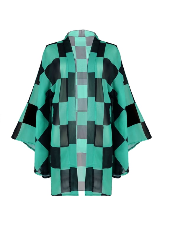 Anime Swimsuit Cover Up Chiffon Kimono Cardigan Open Front Beach Coverup for Women