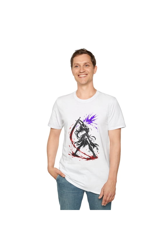 Anime Sword Fighter Dark Battle Warrior Energy Icon Unisex Softstyle T-Shirt