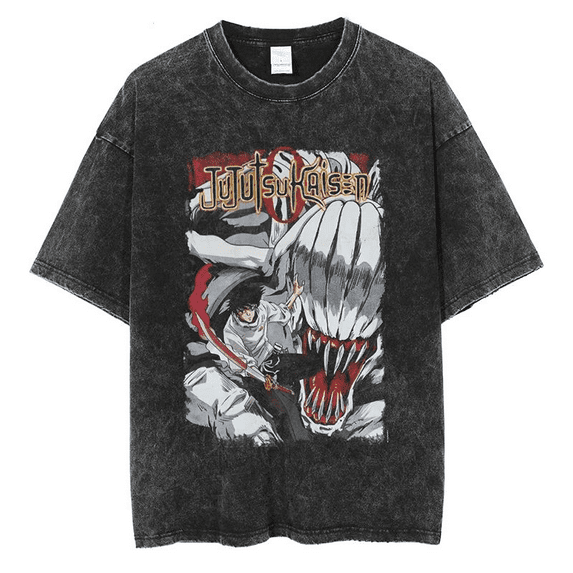 Anime T-Shirt Satoru Gojo T-Shirt Short Sleeve Harajuku Shirt Men's and Women's Summer Breathable Loose Black XS-3XL