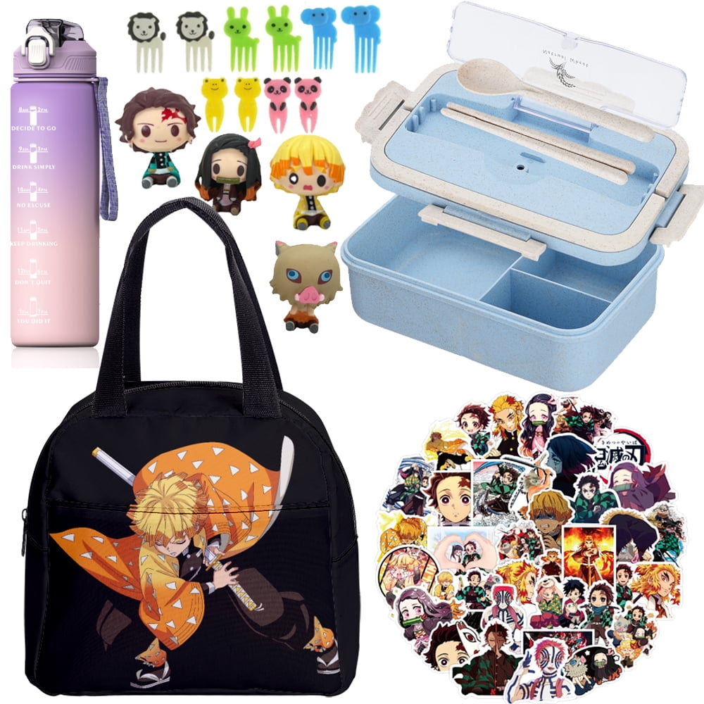 Anime Tanjiro Kamado Nezuko Kids Lunch Boxes Student Lunch Tote Bag