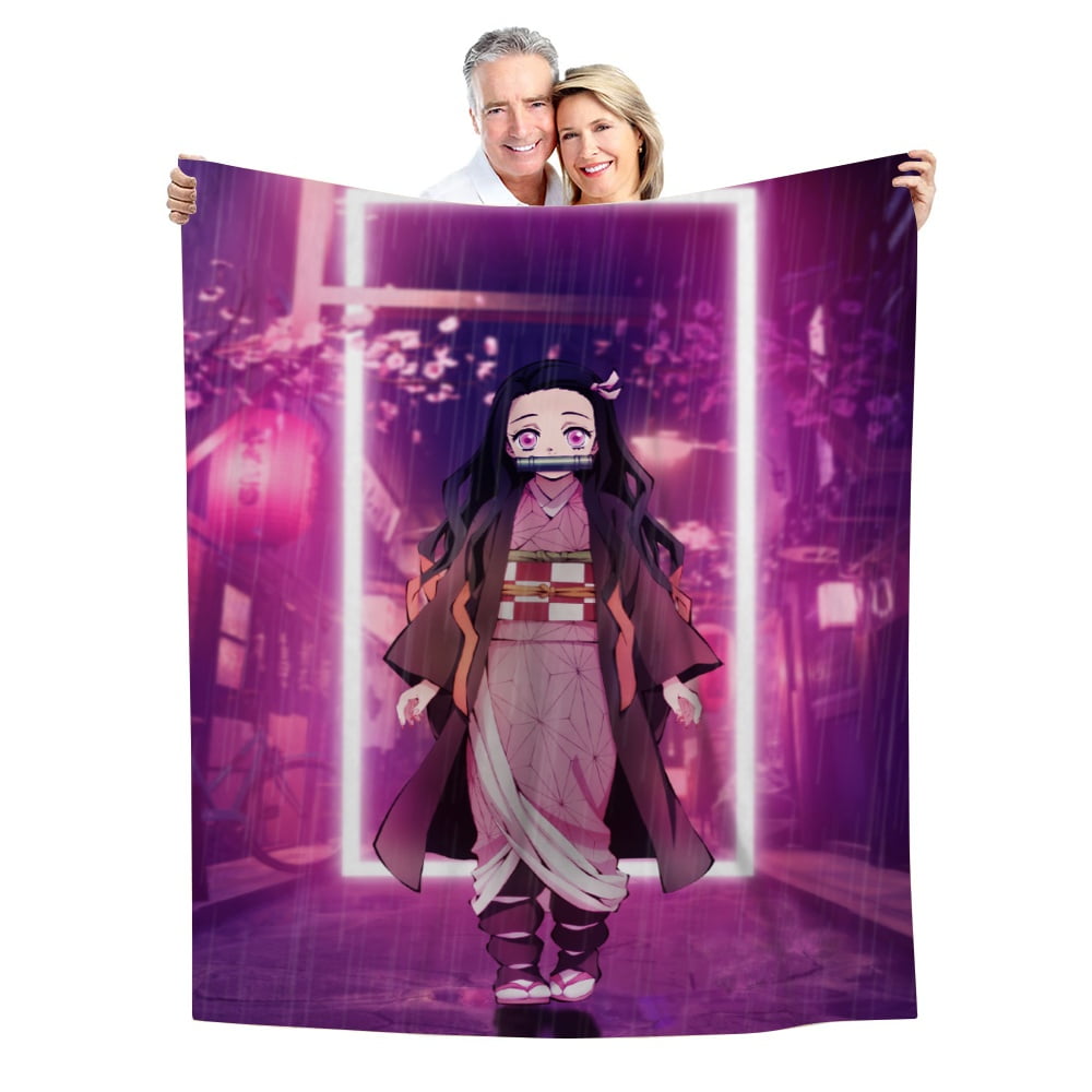 Anime Tapestry Tanjiro Kamado Nezuko Poster Flannel Throw Blankets Ultra Soft Bed Cover Plush
