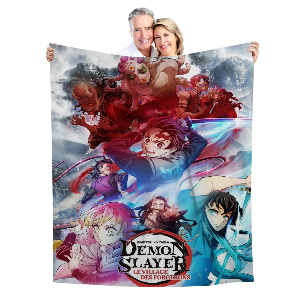 Anime Tapestry Tanjiro Kamado Nezuko Poster Flannel Throw Blankets