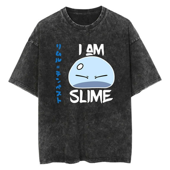 Anime That Time I Got Reincarnated as a Slime Washed Vintage T-Shirt Merch Casual Short Sleeved T Shirt Unisex TShirt