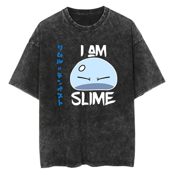 Anime That Time I Got Reincarnated as a Slime Washed Vintage T-Shirt Merch Casual Short Sleeved T Shirt Unisex TShirt