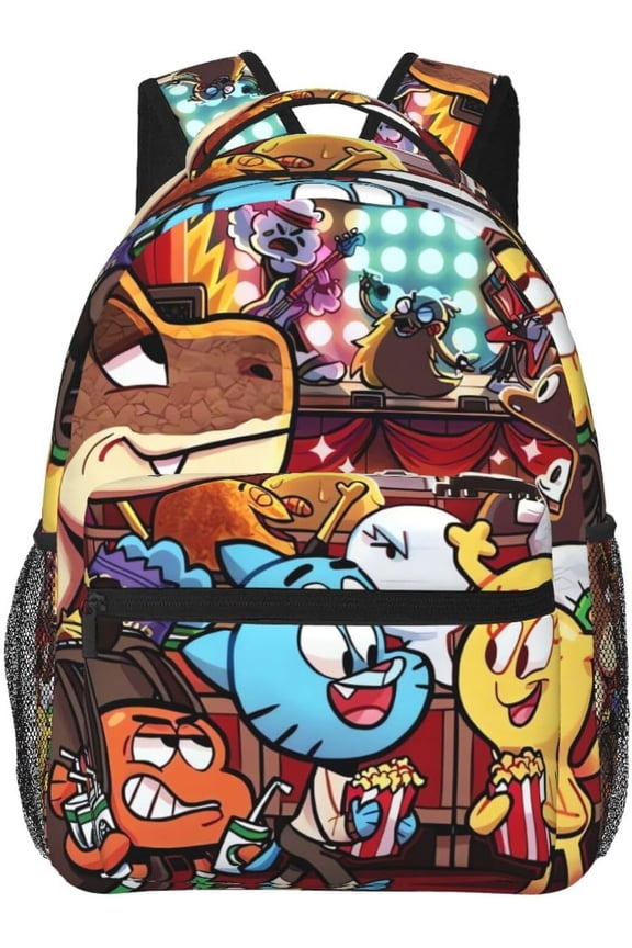 Anime The Amazing World of Gumball Backpack Canvas Funny Couple Backpacks 3D Large Capacity Travel Bags Gym Daypack Unisex Style-12