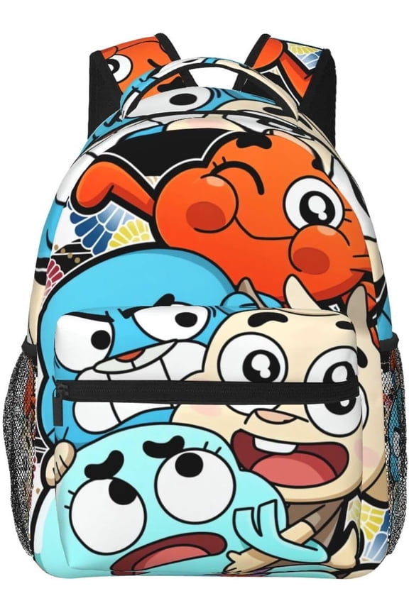 Anime The Amazing World of Gumball Backpack Canvas Funny Couple Backpacks 3D Large Capacity Travel Bags Gym Daypack Unisex Style-18